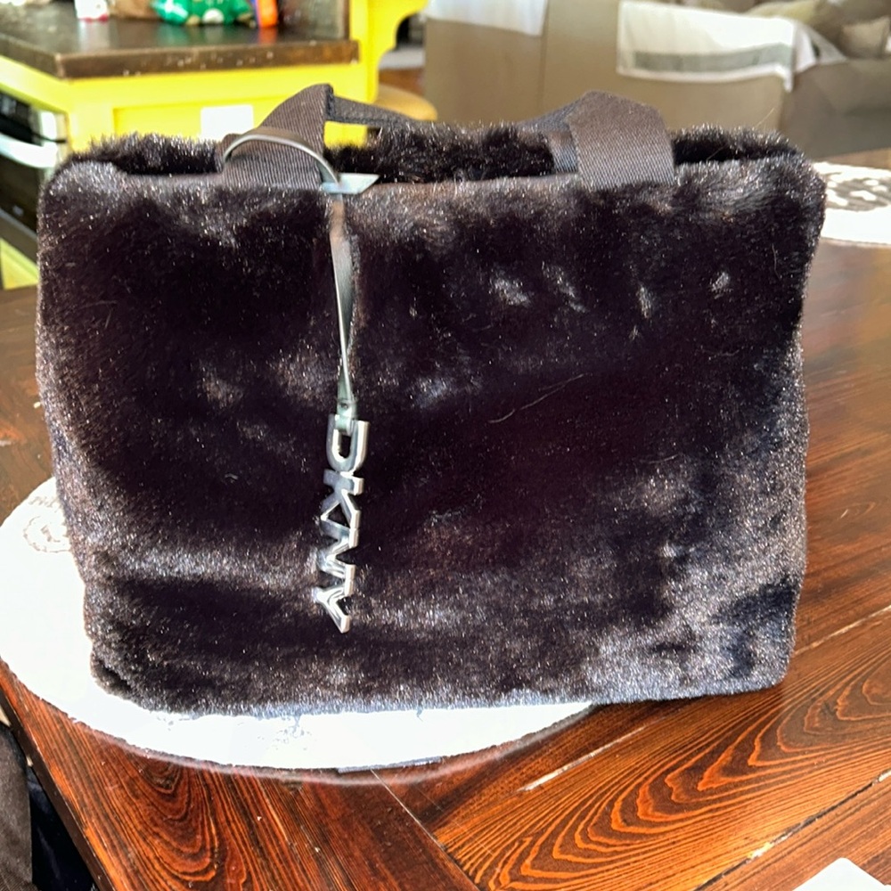 DKNY Roni EW faux fur satchel crossbody reversible NWT